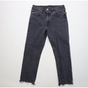 Vintage Y2K Levis 501xx Womens 28 Faded Cropped Button Fly Original Jeans Black